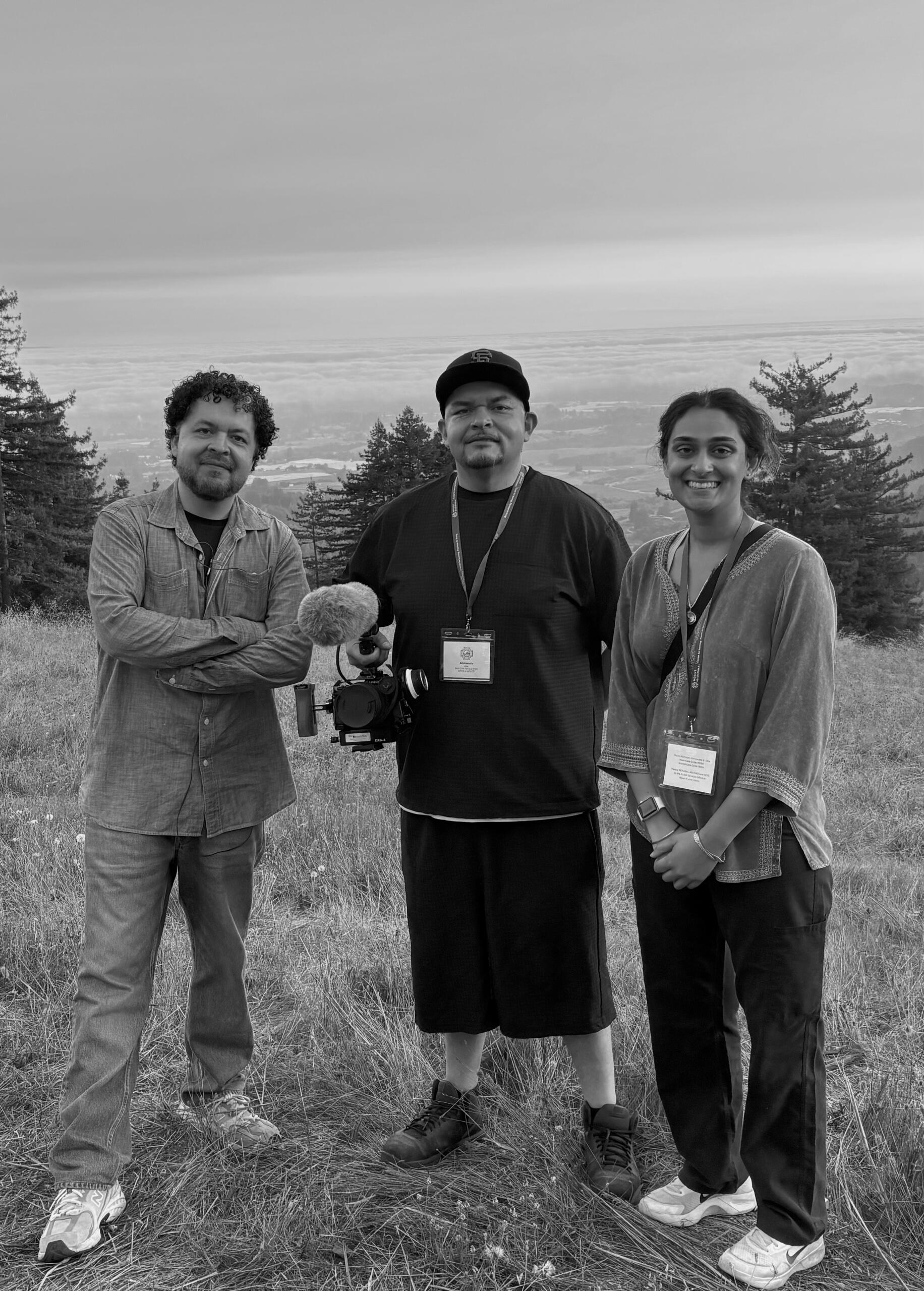 JJ Islas alongside B-camera operator, Mandon Durazo and Production Assistant, Harpreet Kaur Nijjer - Photo by Anumeha Gupta